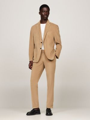 Slim fit tweedelig pak met wassing Beige Tommy Hilfiger