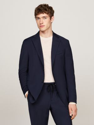 traje de 2 piezas desestructurado y slim azul de hombres tommy hilfiger