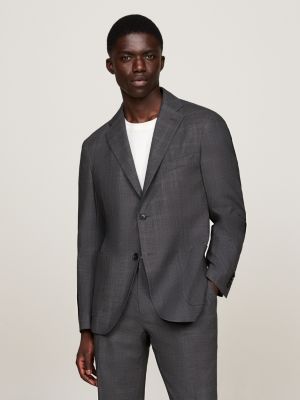 blazer monopetto a quadri grey da uomini tommy hilfiger