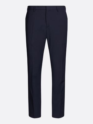 pantaloni slim fit con pieghe blu da uomini tommy hilfiger