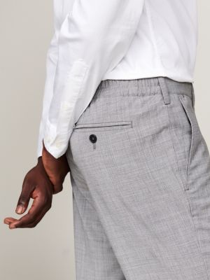 grau slim fit hose mit bügelfalte für herren - tommy hilfiger