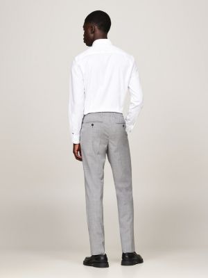 pantaloni slim fit con pieghe grigio da uomini tommy hilfiger