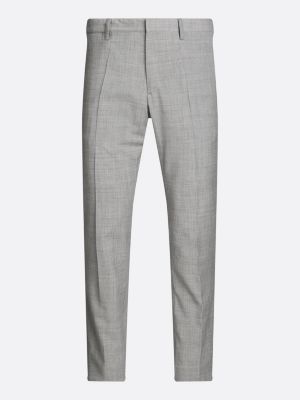 grey pressed crease slim trousers for men tommy hilfiger