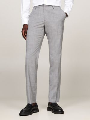 grey pressed crease slim trousers for men tommy hilfiger