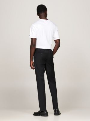 black pressed crease slim trousers for men tommy hilfiger