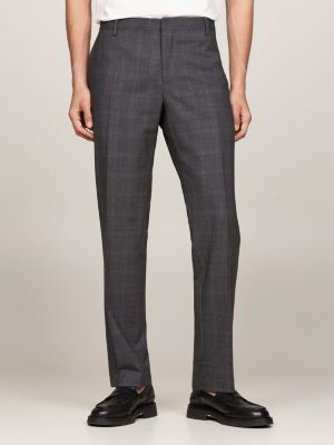 pantaloni formali a quadri grey da uomini tommy hilfiger