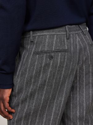 pantaloni gessati in flanella grigio da uomini tommy hilfiger