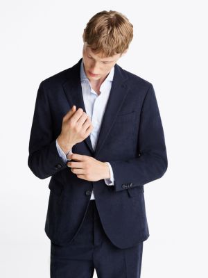 blau knitterfreier zweiteiliger anzug für herren - tommy hilfiger