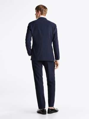 blue anti-wrinkle two-piece suit for men tommy hilfiger