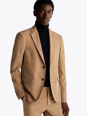 completo traspirante con blazer monopetto beige da uomini tommy hilfiger