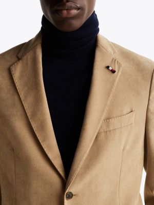 completo traspirante con blazer monopetto beige da uomini tommy hilfiger