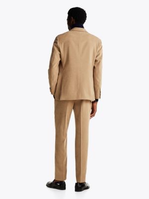 beige moisture wicking two-piece suit for men tommy hilfiger