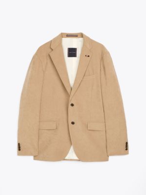 completo traspirante con blazer monopetto beige da uomini tommy hilfiger