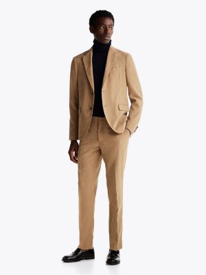 beige moisture wicking two-piece suit for men tommy hilfiger