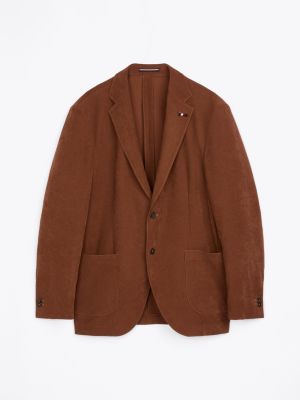 braun einreihiges sakko mit aufgesetzten taschen für herren - tommy hilfiger
