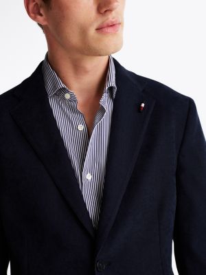 blue single breasted patch pocket jacket for men tommy hilfiger