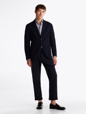 blue single breasted patch pocket jacket for men tommy hilfiger