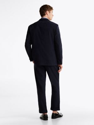 blue single breasted patch pocket jacket for men tommy hilfiger