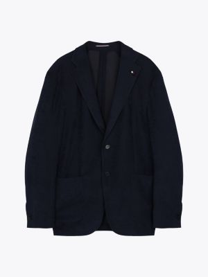 blue single breasted patch pocket jacket for men tommy hilfiger