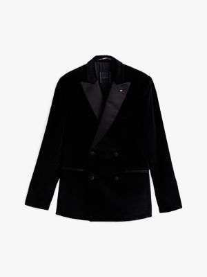 blazer regular fit in velluto nero da uomini tommy hilfiger