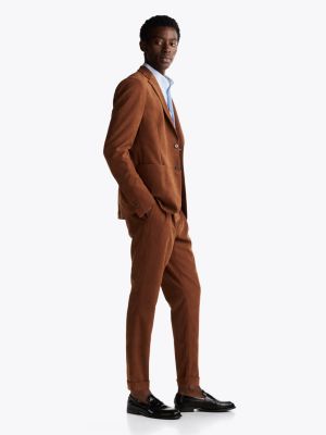 brown turn-up hem trousers for men tommy hilfiger