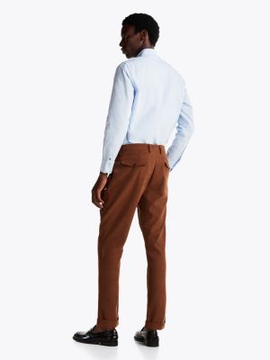 pantalon à ourlet retroussé marron pour hommes tommy hilfiger
