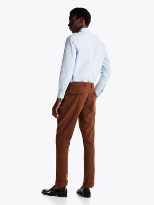 brown turn-up hem trousers for men tommy hilfiger