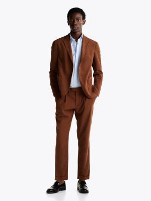 brown turn-up hem trousers for men tommy hilfiger