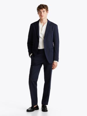chaqueta en mouliné de mezcla de lana azul de hombres tommy hilfiger