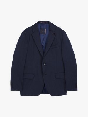 chaqueta en mouliné de mezcla de lana azul de hombres tommy hilfiger