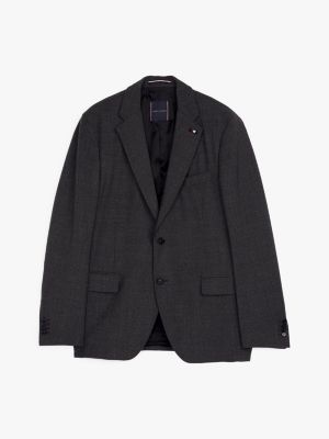 veste à micro-carreaux en laine mélangée gris pour hommes tommy hilfiger