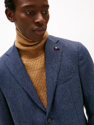 blue houndstooth check wool blend jacket for men tommy hilfiger