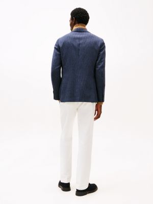veste motif pied-de-poule en laine majoritaire bleu pour hommes tommy hilfiger