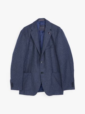 blue houndstooth check wool blend jacket for men tommy hilfiger