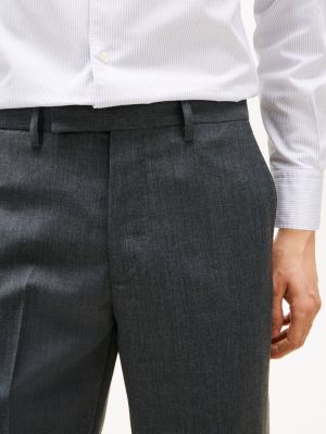 grey anti wrinkle wool blend trousers for men tommy hilfiger