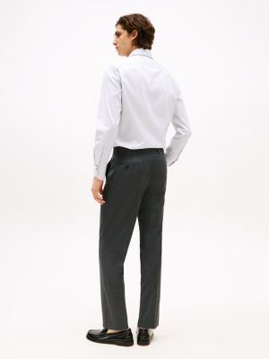 grey anti wrinkle wool blend trousers for men tommy hilfiger