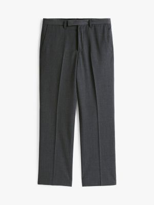 grey anti wrinkle wool blend trousers for men tommy hilfiger