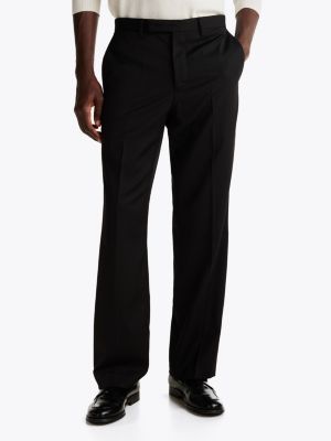 black anti wrinkle wool blend trousers for men tommy hilfiger