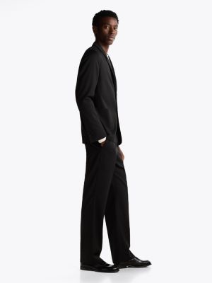 black anti wrinkle wool blend trousers for men tommy hilfiger