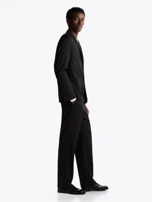 pantaloni in misto lana antipiega nero da uomini tommy hilfiger