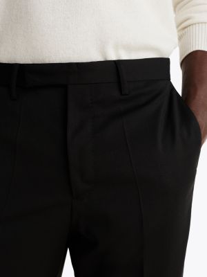 black anti wrinkle wool blend trousers for men tommy hilfiger