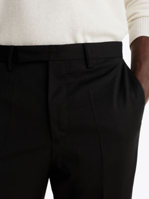 pantaloni in misto lana antipiega nero da uomini tommy hilfiger