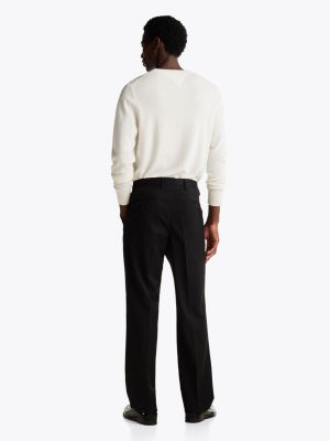 black anti wrinkle wool blend trousers for men tommy hilfiger