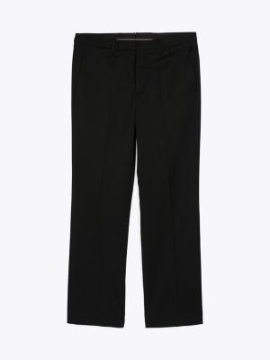 pantaloni in misto lana antipiega nero da uomini tommy hilfiger