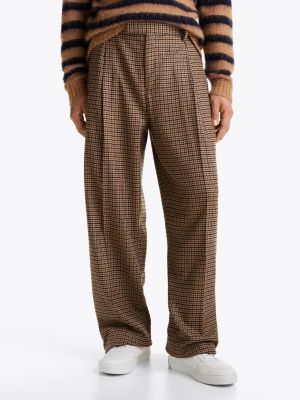 beige wool rich trousers for men tommy hilfiger