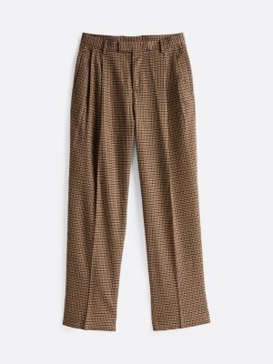 beige wool rich trousers for men tommy hilfiger