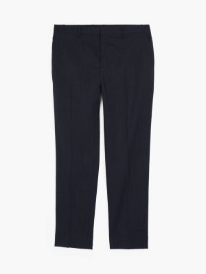 blue wool blend mouliné trousers for men tommy hilfiger
