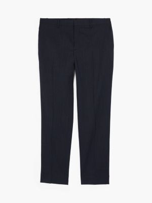 pantaloni in misto lana mouliné blu da uomini tommy hilfiger