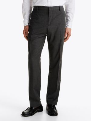 pantalón con microestampado de cuadros gris de hombres tommy hilfiger