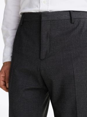 pantaloni in misto lana con micromotivo grigio da uomini tommy hilfiger